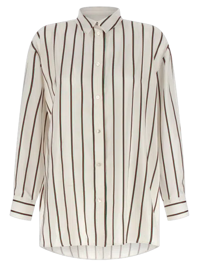Gucci Web-striped Silk Blouse In Multi