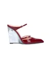 Gucci Women Wedge Leather Mule In Red