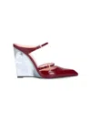 Gucci Women Wedge Leather Mule In Red