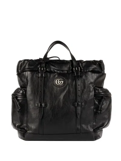 Pre-owned Gucci Weekender Buckle Logo-plaque Tote Bag In Black