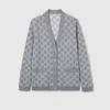 Gucci Reversible Gg Fine Wool Jacquard Cardigan In Gray