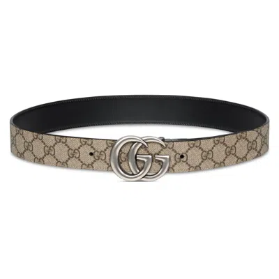 Gucci Reversible Belt Featuring Monogram Pattern In Brown