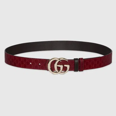 Gucci Reversible Gg Marmont Belt In Burgundy