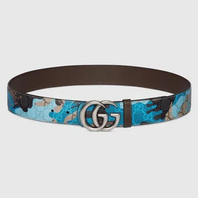 Gucci Reversible Gg Marmont Belt In Blue