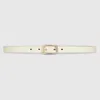 Gucci Reversible Thin Belt With Rectangular Buckle In White