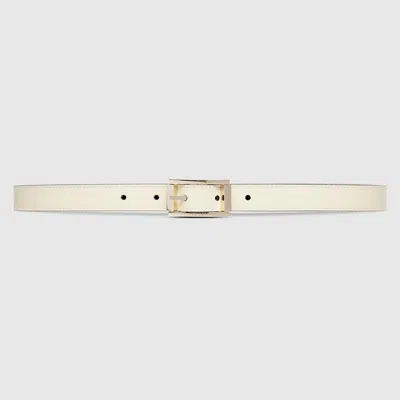 Gucci Reversible Thin Belt With Rectangular Buckle In Neutral