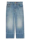 Gucci Whiskering-effect Mid-rise Straight-leg Jeans In 4452 Blu
