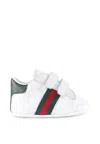 Gucci White Ace Sneakers For Babykids With Web Detail In White