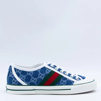 Gucci Tennis 1977 Gg Denim Low-top Sneakers In Green