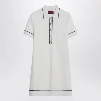GUCCI GUCCI WHITE AND BLUE WOOL POLO DRESS WOMEN