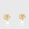 Gucci White And Gold Brass Earrings In Gold