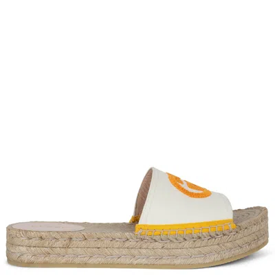 Pre-owned Gucci White & Mais Canvas Pilar Espadrille Slide Sandals Shoes 38.5