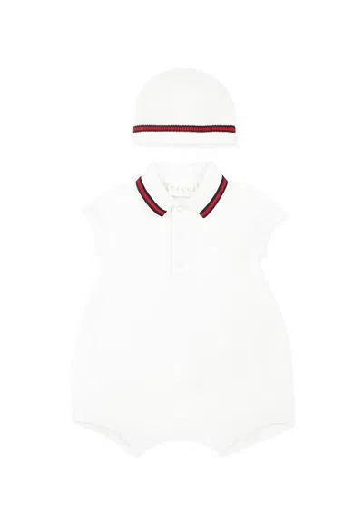 Gucci White Babygrow Set For Baby Boy With