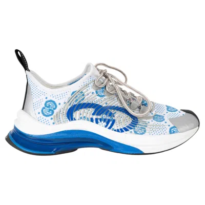 Pre-owned Gucci White Blue Limited Edition Run Knit Sneakers Shoes 36