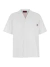 Gucci White Bowling Shirt With Web Detail On The Front And Maxi Web Print With Logo Lettering On The In Multicolor
