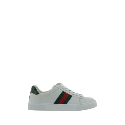 Gucci White Calf Leather Bos Taurus Low Top Sneakers