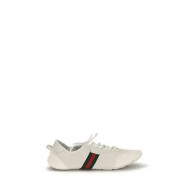 Gucci White Calf Leather Bos Taurus Low Top Sneakers In Neutral