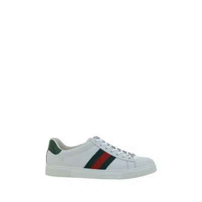 Gucci White Calf Leather Bos Taurus Low Top Sneakers In Multi