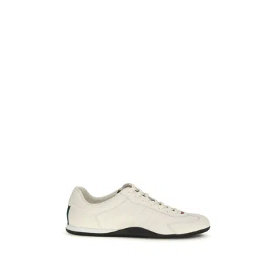 GUCCI WHITE CALF LEATHER BOS TAURUS LOW TOP SNEAKERS