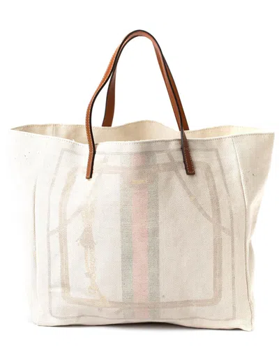 Gucci White Canvas Geometric Tote (authentic Pre-loved)