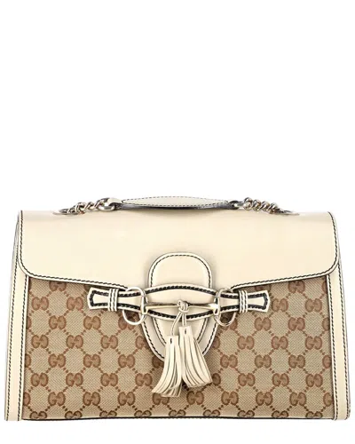 Gucci White Canvas Gg Emily Original Chain Shoulder Bag (authentic Pre-loved) In Neutral