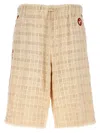 Gucci Tweed Bermuda Shorts Contrast Band In White