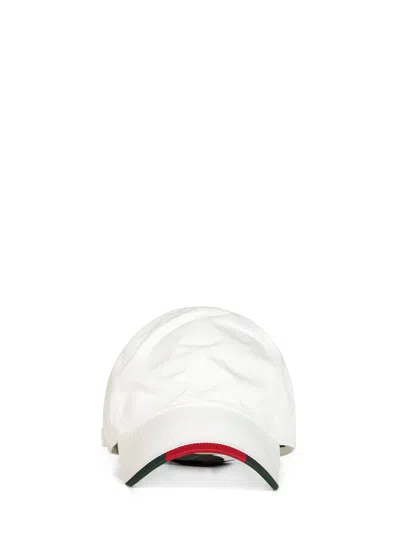 Gucci Web Stripe Cotton-blend Baseball Cap In White