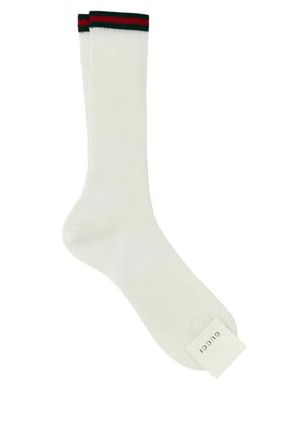 Gucci White Cotton Blend Socks In Neutral