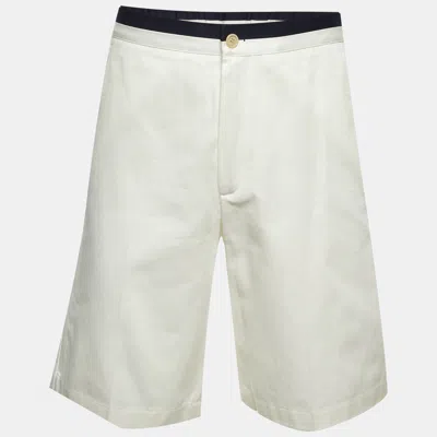 Pre-owned Gucci White Cotton Contrast Trim Shorts M/waist 32"