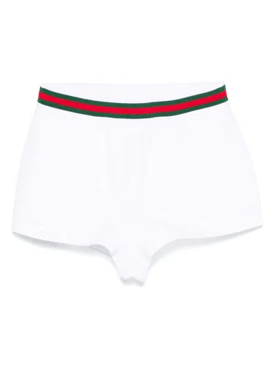 GUCCI WHITE COTTON JERSEY SHORTS
