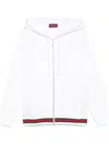 Gucci White Sweatshirt With Logo Imprinted On The Front And Web Detail On The Edge In Cotton Man
