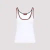 Gucci White Ribbed Top With Web Detail On The Edges In Cotton Woman In White