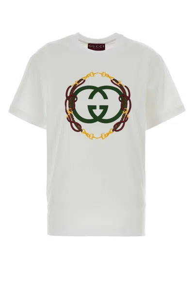 Gucci White Cotton Oversize T Shirt In Gray
