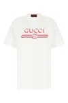 Gucci Logo Printed T-shirt In Bianco
