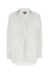 Gucci Women White Shirt With Tonal Logo Lettering Embroidery On The Collar In Cotton Woman In Neutral