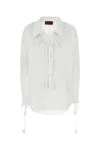 Gucci White Shirt With Pointed Collar With Tie Detail And Horsebit In Cotton Woman