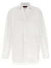Gucci Women White Shirt With Tonal Logo Lettering Embroidery On The Collar In Cotton Woman