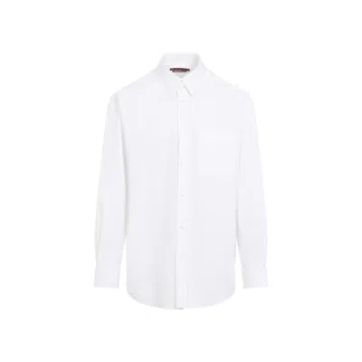 Gucci White Shirt With Pointed Collar And Bee Embroidery In Cotton Stretch Man