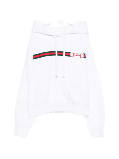 Gucci White Cotton Sweatshirt In Brown