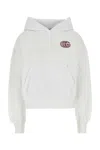 Gucci Cotton Sweatshirt With Hood And Kangaroo Pocket In Whitemix