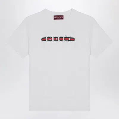 Gucci White Cotton T-shirt With Logo Print Women