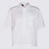 Gucci Women White Crop Shirt With Embossed Logo Collar In Cotton Poplin Woman In White