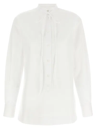Gucci Cotton Poplin With Knotted Collar Blouse In White