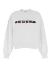 Gucci White Crewneck Sweatshirt With Logo Print And Web Detail In Cotton Woman In White