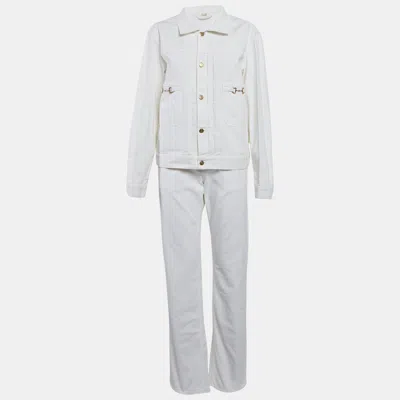 Pre-owned Gucci White Denim Jacket And Jeans Set L Waist 34"