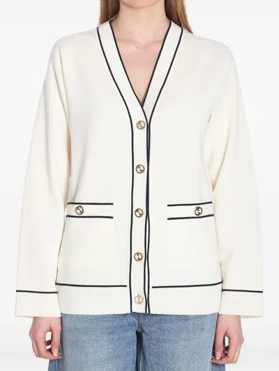 GUCCI WHITE FINE WOOL CARDIGAN