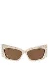 Gucci Geometric Crystal Sunglasses In White