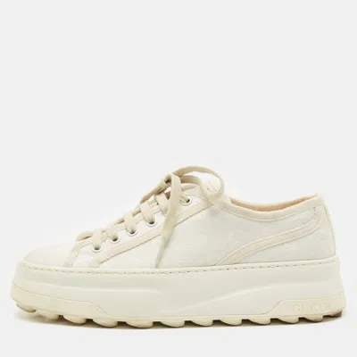 Pre-owned Gucci White Gg Canvas Tennis 1977 Platform Sneakers Size 39