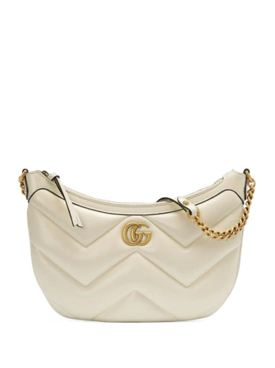 Gucci White Gg Marmont Small Leather Shoulder Bag