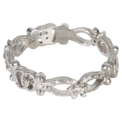 Pre-owned Gucci White Gold Diamond Flora Double G & Flower Ring